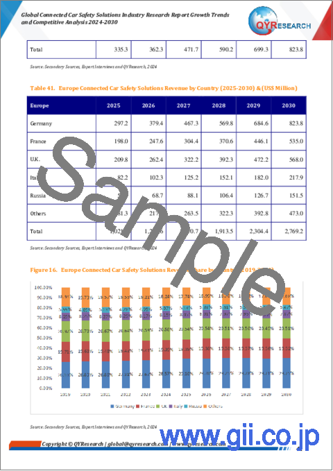 サンプル2：コネクテッドカーの安全ソリューションの世界市場：産業分析・成長動向・競合分析 (2024年～2030年)