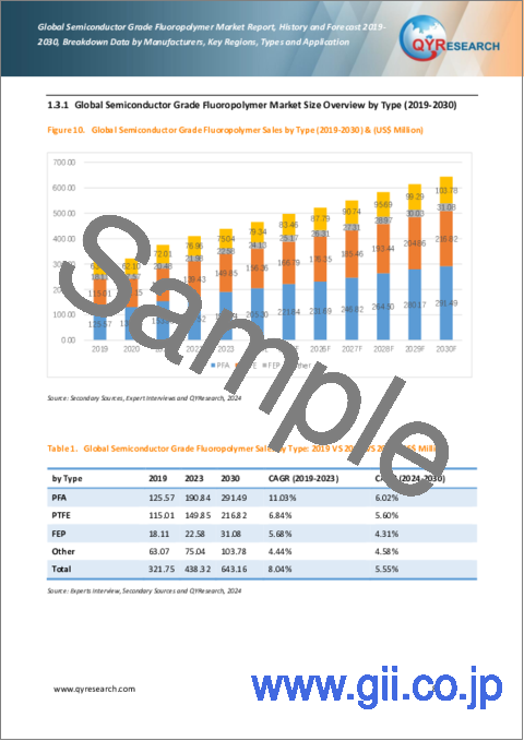 サンプル1：半導体グレードフルオロポリマーの世界市場：実績・予測 (2019～2030年)