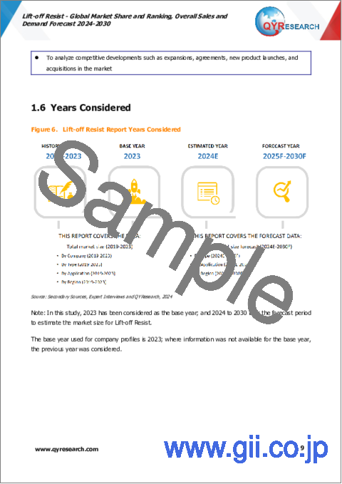 サンプル1：リフトオフレジストの世界市場：市場シェアおよびランキング・全体の売上および需要予測 (2024-2030年)