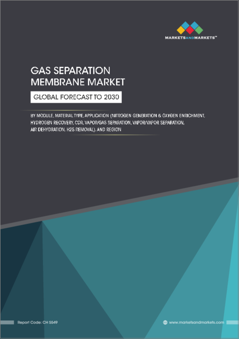 表紙：ガス分離膜の世界市場：モジュール別、材料タイプ別、用途別、地域別-2030年までの予測