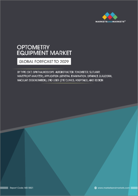 表紙：検眼機器の世界市場：タイプ別、用途別、エンドユーザー別、地域別-2029年までの予測