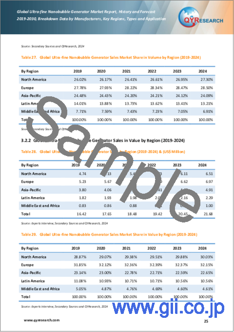 サンプル2：超微細ナノバブル発生装置の世界市場：実績と予測（2019年～2030年）