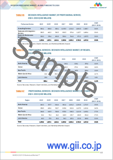 サンプル2：意思決定インテリジェンスの世界市場：提供区分別、タイプ別、ビジネス機能別、産業別、地域別- 2030年までの予測