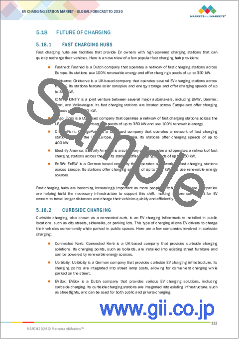 サンプル2：EV充電ステーションの世界市場：充電レベル別、モード別、接続フェーズ別、DC急速充電別、充電ポイント別、用途別、設置タイプ別、充電インフラタイプ別、電気バス充電タイプ別、充電サービスタイプ別、充電ポイント事業者別、地域別 - 2030年までの予測