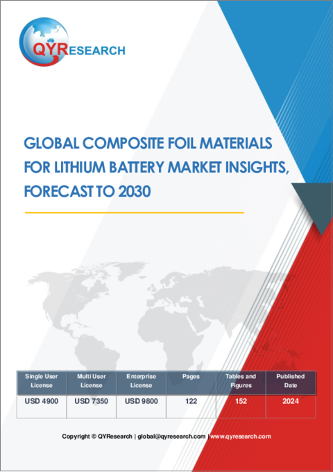 表紙：リチウム電池用複合箔材料の世界市場：考察、予測（～2030年）