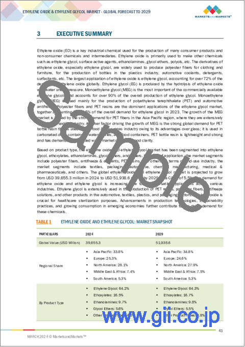 サンプル1：酸化エチレンとエチレングリコールの世界市場：製品タイプ別、用途別、最終用途産業別、地域別 - 2029年までの予測