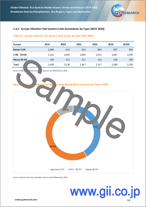 サンプル1：振動試験システムの世界市場：実績と予測（2019年～2030年）