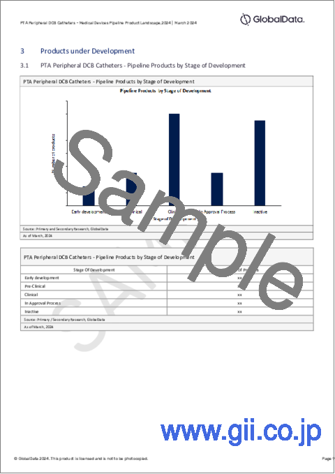 サンプル2：PTA末梢DCBカテーテル市場：パイプラインレポート（開発段階、セグメント、地域・国、規制経路、主要企業）、2024年最新版