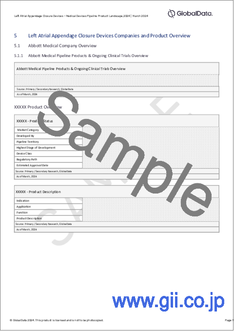 サンプル2：左心耳閉鎖デバイス市場：パイプラインレポート（開発段階、セグメント、地域・国、規制経路、主要企業）、2024年最新版