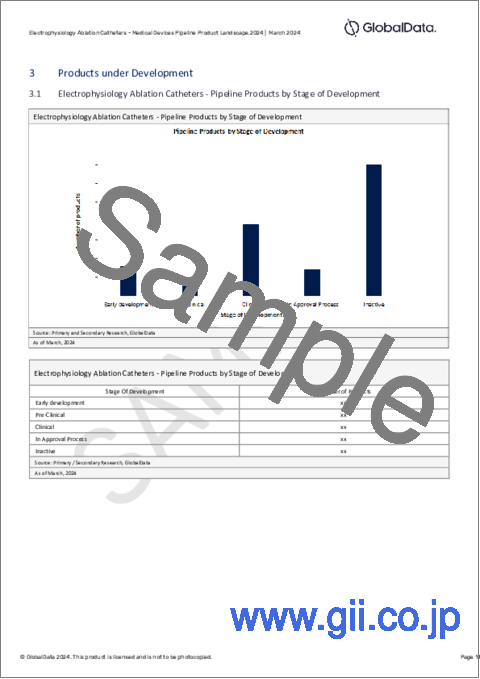 サンプル2：電気生理学的アブレーションカテーテルのパイプライン - 開発段階、セグメント、地域と国、規制経路、主要企業、2024年最新版