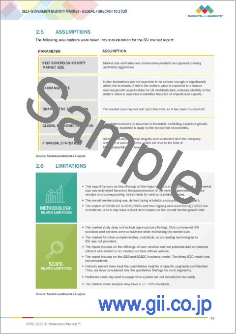 サンプル1：自己主権型アイデンティティ（SSI）の世界市場：提供別、アイデンティティタイプ別、ネットワーク別、組織規模別、業種別、地域別 - 予測（～2029年）