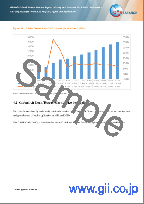 サンプル2：エアリークテスターの世界市場、実績と予測（2019年～2030年）