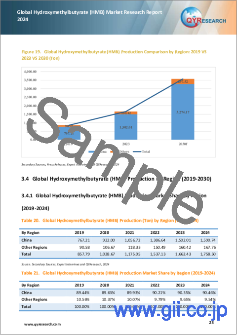 サンプル2：ヒドロキシメチル酪酸（HMB）の世界市場（2024年）