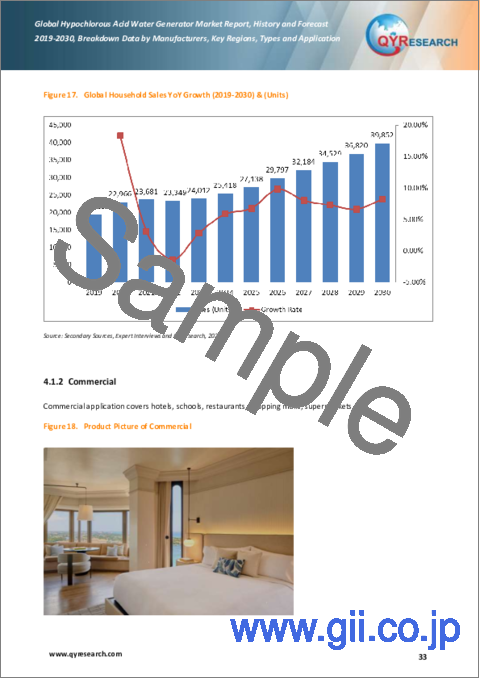 サンプル2：次亜塩素酸水生成器の世界市場、実績と予測（2019年～2030年）