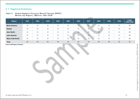サンプル2：陰圧創傷療法 (NPWT) の市場：世界および地域の分析 - 地域別・国別の分析・競合情勢・予測 (2023-2030年)