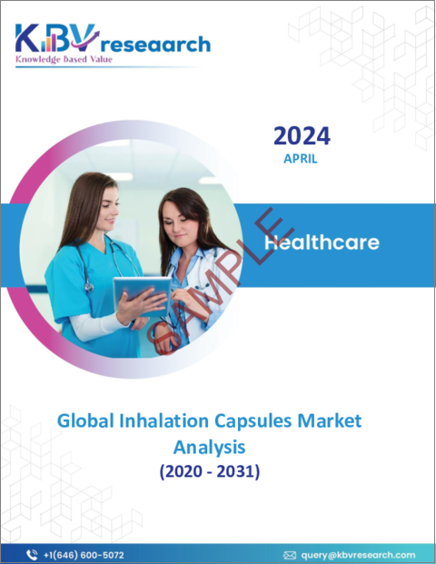 表紙：吸入カプセルの世界市場規模、シェア、動向分析：タイプ別、用途別、地域別展望と予測（2024年～2031年）