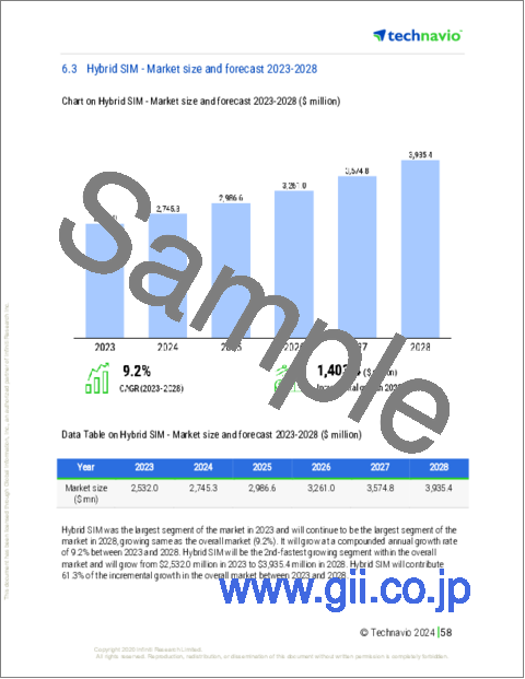 サンプル2：世界の加入者識別モジュール（SIM）カード市場、2024～2028年