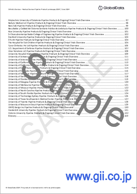サンプル1：装具のパイプライン - 開発段階、セグメント、地域と国、規制経路、主要企業（2024年版）