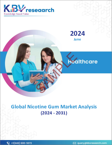 表紙：ニコチンガムの世界市場：市場規模、シェア、動向分析 - タイプ別、流通チャネル別、地域別展望・予測、2024～2031年