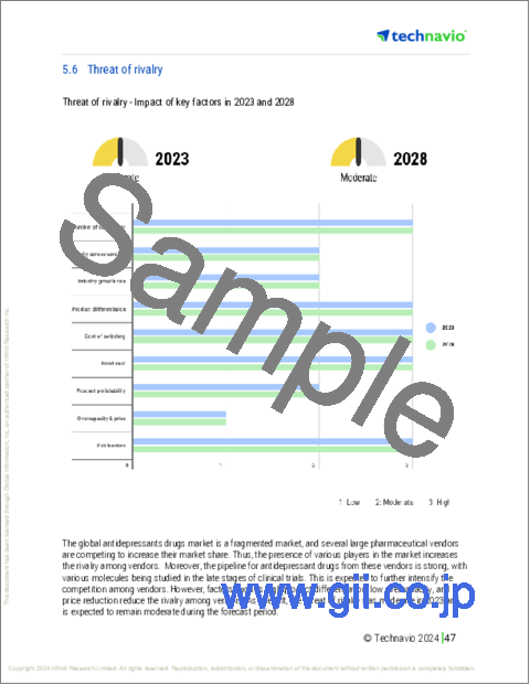 サンプル2：抗うつ薬の世界市場 2024-2028