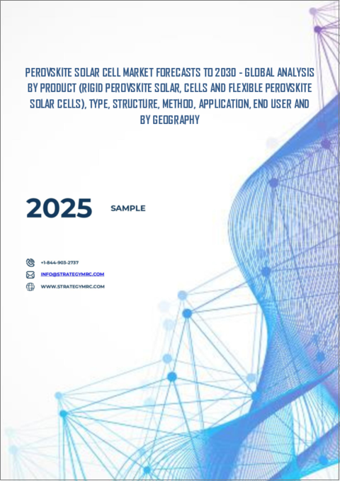 表紙：ペロブスカイト太陽電池市場の2030年までの予測： 製品別、タイプ別、構造別、方式別、用途別、エンドユーザー別、地域別の世界分析