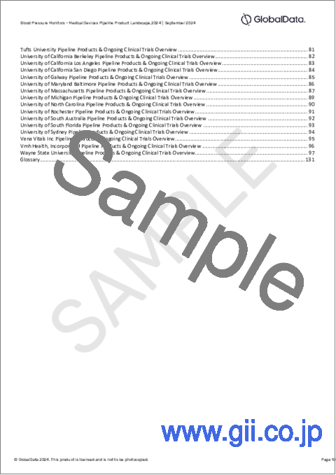 サンプル1：血圧モニター市場：パイプラインレポート（開発段階、セグメント、地域・国、規制経路、主要企業）、2024最新版