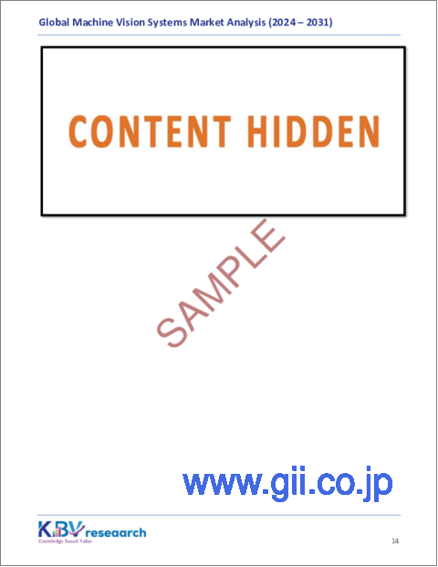 サンプル1：マシンビジョンシステムの世界市場規模、シェア、動向分析：コンポーネント別、用途別、業界別、タイプ別、地域別、展望と予測、2024～2031年