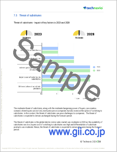 サンプル2：電動モーター販売の世界市場 (2024～2028年)