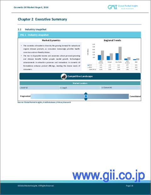 サンプル1:化粧品オイルの市場機会、成長促進要因、産業動向分析、2025年~2034年予測