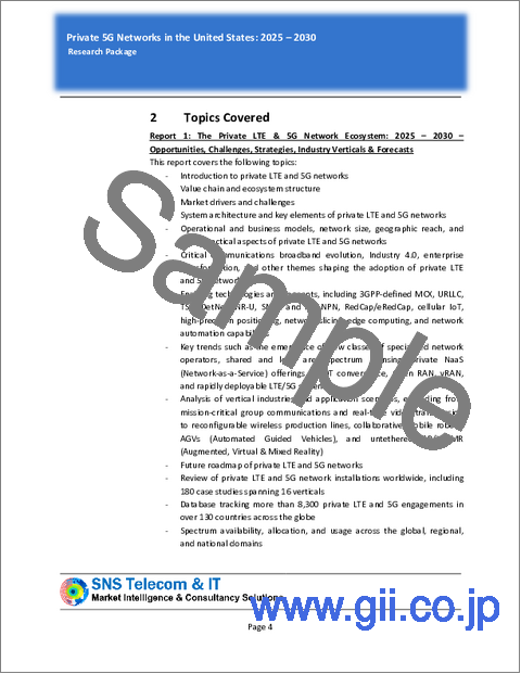 サンプル1：米国のプライベート5Gネットワーク（2024年～2030年）