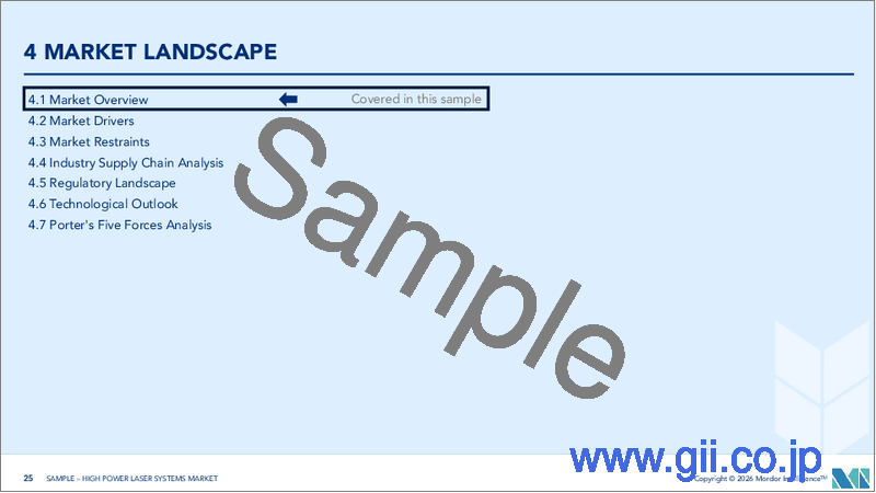 サンプル2:高出力レーザーシステム:世界の市場シェア分析、産業動向・統計、成長予測(2025年~2030年)