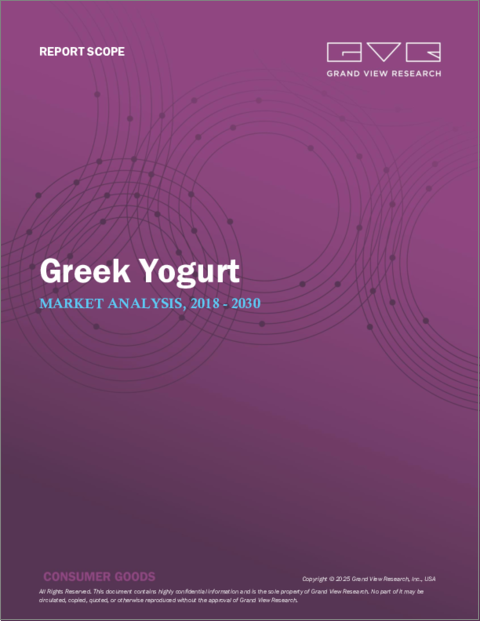 表紙:ギリシャヨーグルトの市場規模、シェア、動向分析レポート:フレーバー別、流通チャネル別、地域別、セグメント予測、2025年~2030年
