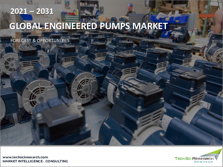 表紙：エンジニアードポンプ市場- 世界の産業規模、シェア、動向、機会、予測、セグメント、タイプ別、用途別、最終用途別、地域別、競合、2020年～2030年