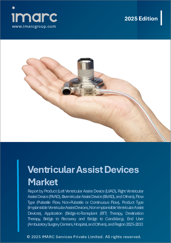 表紙:補助人工心臓(VAD)市場レポート:製品タイプ、フロータイプ、用途、エンドユーザー、地域別、2025年~2033年