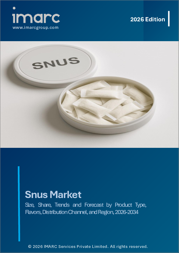 表紙：スヌースの市場規模、シェア、動向、予測：製品タイプ、フレーバー、流通チャネル、地域別、2025年～2033年