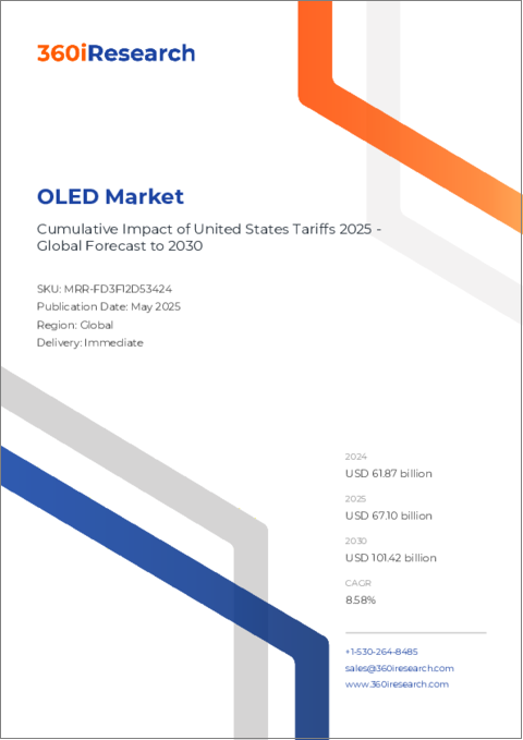 表紙：OLED市場：製品別、技術別、パネルタイプ別、パネルサイズ別、製品タイプ別、最終用途産業別-2025～2030年の世界予測