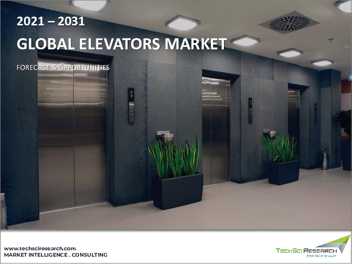 表紙:エレベーター市場- 世界の産業規模、シェア、動向、機会、予測、セグメント別、サービス別、技術別、ドアタイプ別、エンドユーザー別、地域別、競合別、2020-2030年