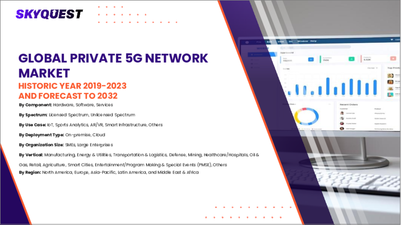 表紙：プライベート5Gネットワークの市場規模、シェア、成長分析、コンポーネント別、使用事例別、周波数帯域別、スペクトル別、組織規模別、展開タイプ別、地域別 - 産業予測 2025～2032年