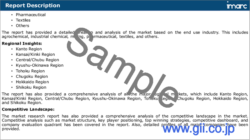 サンプル1：日本のアンモニア市場レポート：物理的形状、用途、最終用途産業、地域別、2025年～2033年