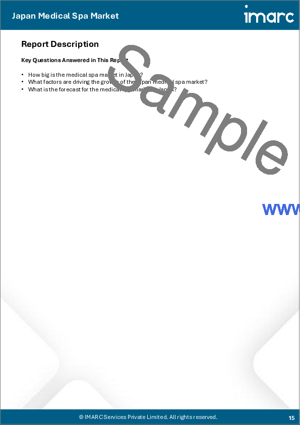 サンプル1:日本のメディカルスパ市場規模、シェア、動向、予測:サービス別、エンドユーザー別、地域別、2025年~2033年
