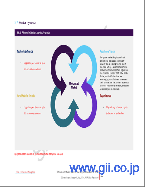 サンプル1:フォトレジストの市場規模、シェア、動向分析レポート:補助タイプ別、製品タイプ別、用途別、地域別、セグメント予測、2025年~2030年