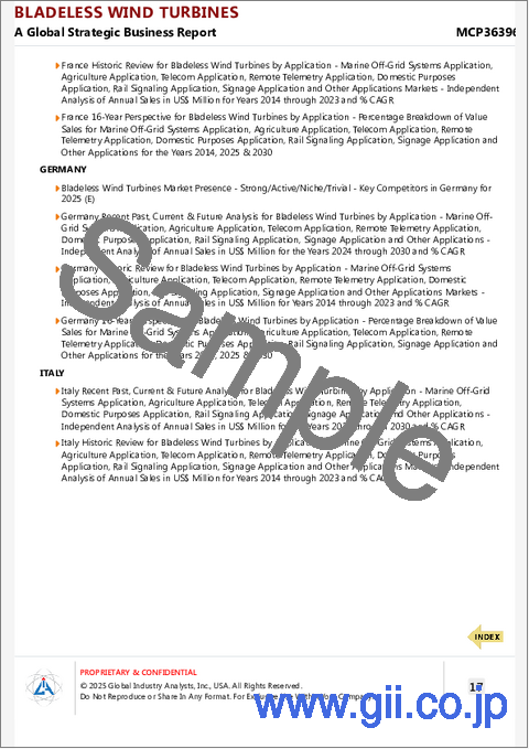サンプル2：ブレードレス風力タービンの世界市場