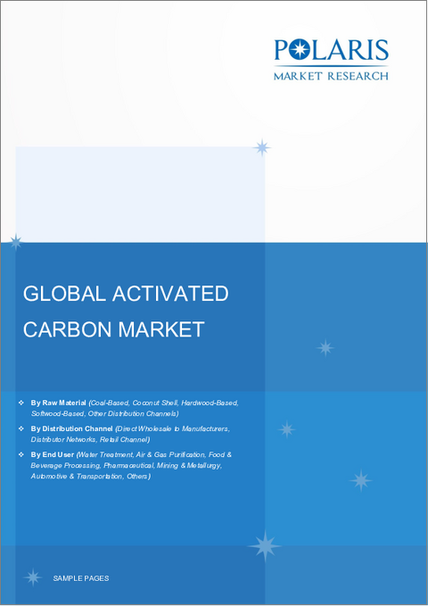 表紙：活性炭の世界市場：市場規模・シェア・動向、業界分析 (製品種類別・用途別・原材料別・エンドユーザー別・地域別)、将来予測 (2025年～2034年)