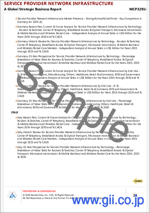 サンプル2：サービス・プロバイダーのネットワーク・インフラの世界市場