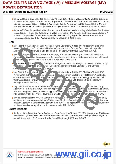 サンプル2：データセンターLV/MV配電の世界市場