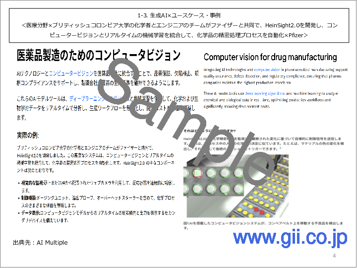 サンプル2：2025年 海外における「生成AI×ユースケース（事例）」に関する網羅的な調査（公開事例：74社×300枚付き）