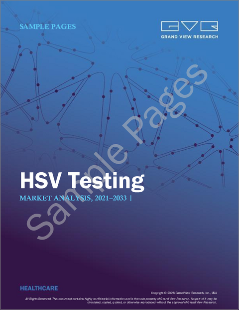 表紙：HSV検査の市場規模、シェア、動向分析：タイプ別、検査タイプ別、サンプルタイプ別、最終用途別、地域別、セグメント予測、2025年～2033年