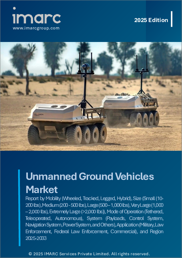 表紙：無人地上車両の市場レポート：モビリティ別、サイズ別、動作モード別、システム別、用途別、地域別、2025～2033年