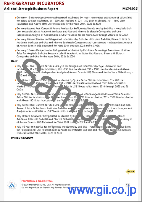サンプル2：冷蔵インキュベーターの世界市場