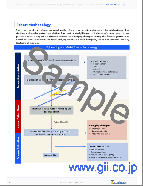 サンプル2：PROTACの世界市場：市場規模、標的人口、競合情勢、市場予測-2034年